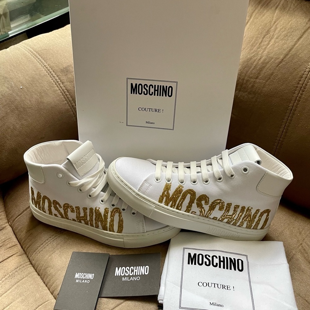 Moschino High top sneakers canvas White/ Gold Versatile aesthetic - Picture 8 of 10